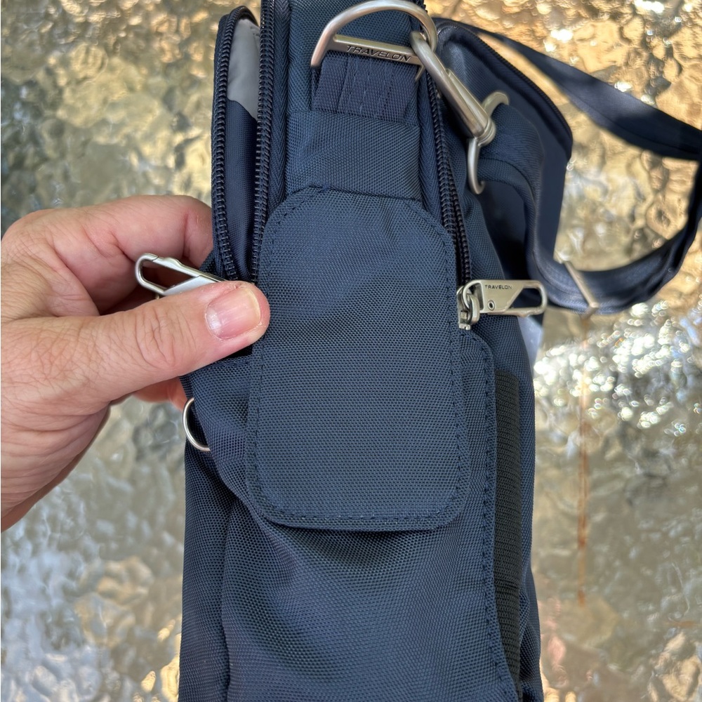 Travelon Blue Messenger Bag with Anti-Theft Features - Picture 4 of 10